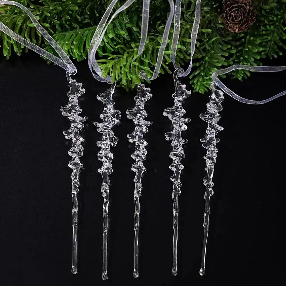 5Pcs Simulated Acrylic Icicle Ornaments Realistic Frosted Ice Shape Xmas Tree Winter Party Hanging Decor DIY Craft Pendant EnjoyingLeb Online