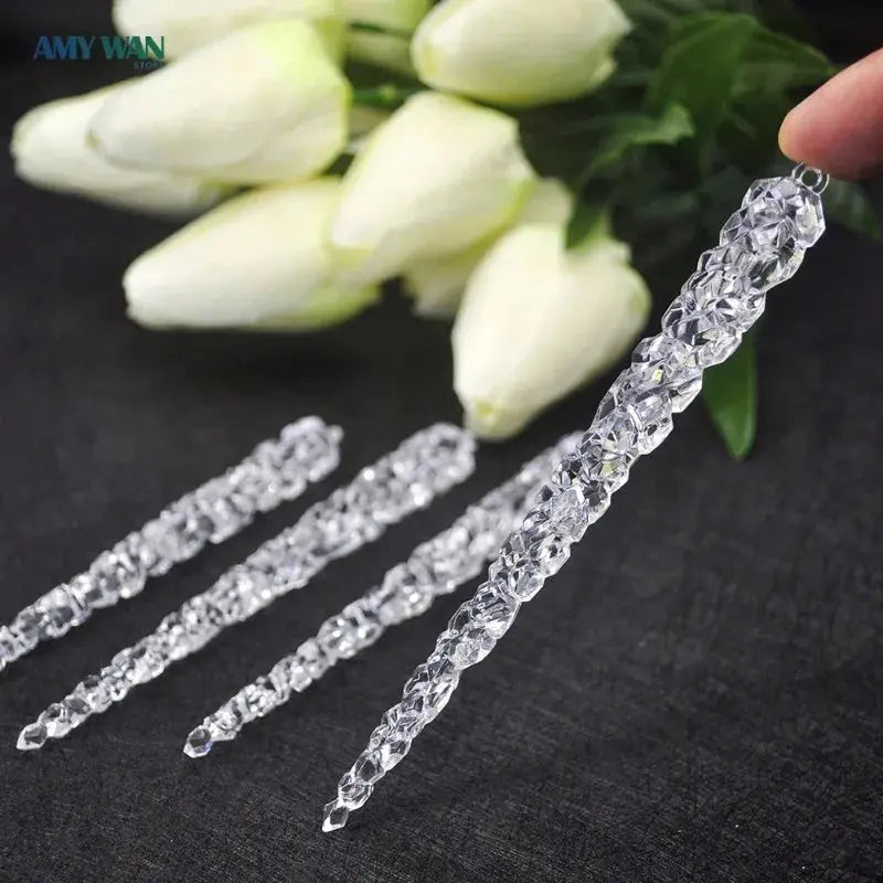 10 Pcs Acrylic Hanging Ornaments Clear Christmas Tree Icicles Pendant Decorative for Christmas Holiday Wedding Party Decorations EnjoyingLeb Online