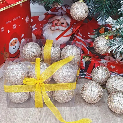 6cm Champagne Gold Glitter Christmas Balls DIY Xmas Tree Hanging Sparkling Ball Pendants for New Year Party Decor Ornaments EnjoyingLeb Online