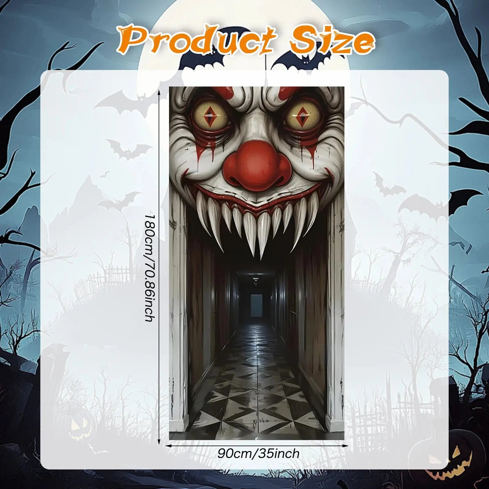 Halloween Decorations Door Cover,Spooky Witch and Zombie Theme Wall Decor,Indoor Outdoor Haunted House Themed Decoration 2D Scen EnjoyingLeb Online