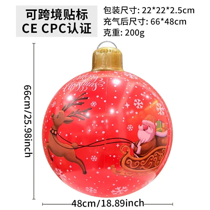 60cm Giant Luminous Inflatable Christmas Ball With No Lights Pvc Outdoor Xmas Decoration Ball Holiday Yard Lawn Porch Decor 2025 EnjoyingLeb Online