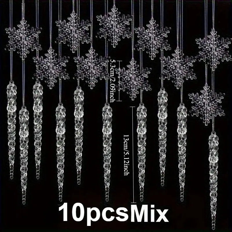 10 Pcs Acrylic Hanging Ornaments Clear Christmas Tree Icicles Pendant Decorative for Christmas Holiday Wedding Party Decorations EnjoyingLeb Online