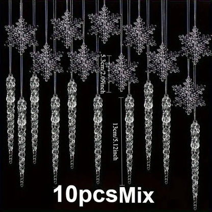 10 Pcs Acrylic Hanging Ornaments Clear Christmas Tree Icicles Pendant Decorative for Christmas Holiday Wedding Party Decorations EnjoyingLeb Online