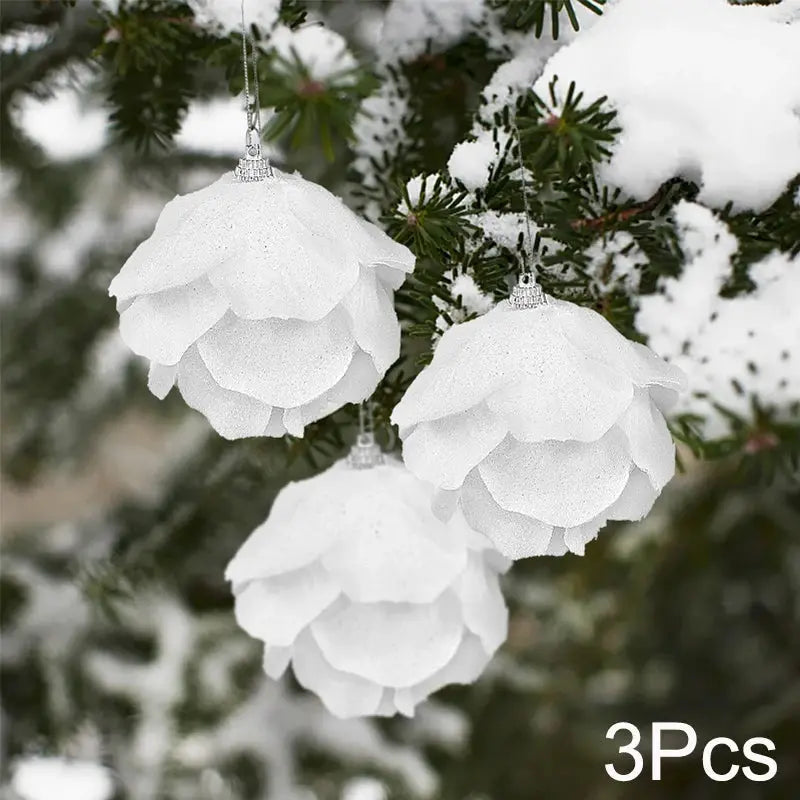 8cm White Christmas Ball Christmas Tree Ornament Xmas Decorations for Home 2023 New Year Tree Decorative Foam Balls 3Pcs/Box EnjoyingLeb Online