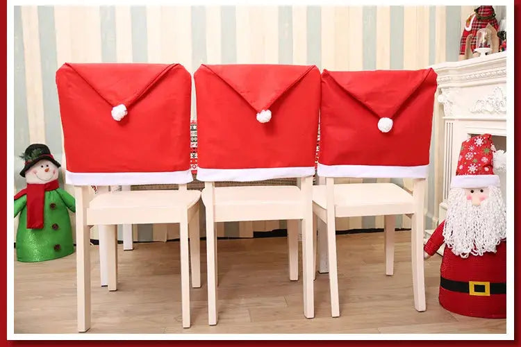 2/4/6PCS Santa Hat Chair Cover Christmas Table Decoration Santa Hat Home Decoration Christmas Gifts EnjoyingLeb Online