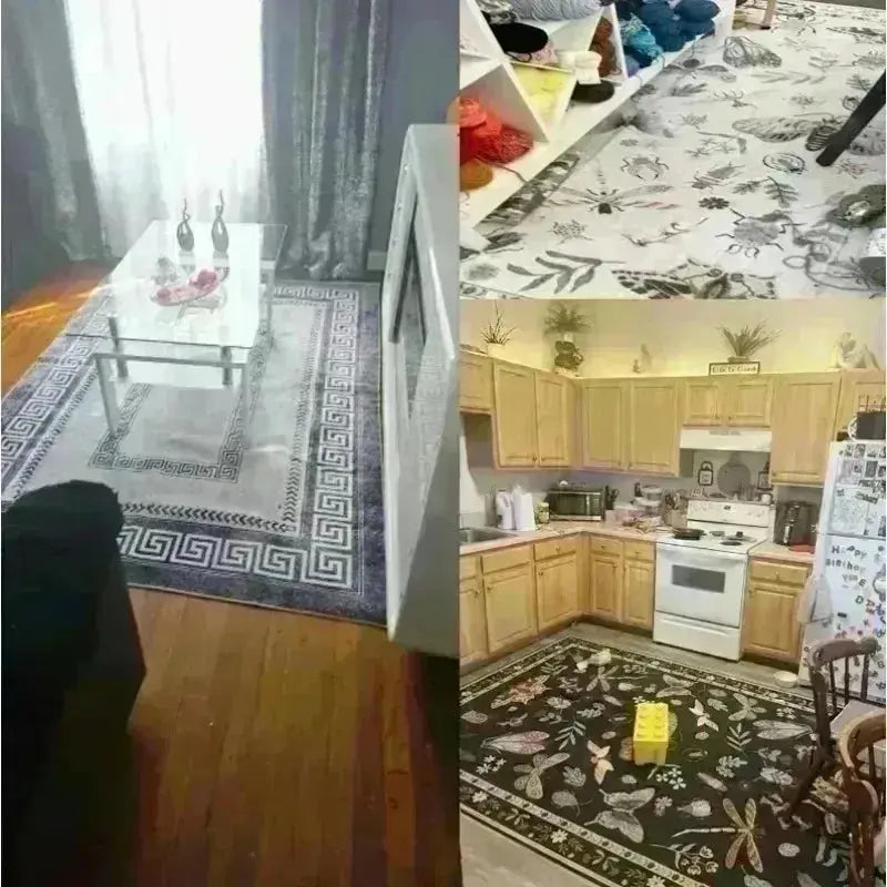 Christmas Carpet Red and White Snowflake Santa Claus Bottom for Living Room Bedroom Kitchen Floor Christmas Party Decoration EnjoyingLeb Online