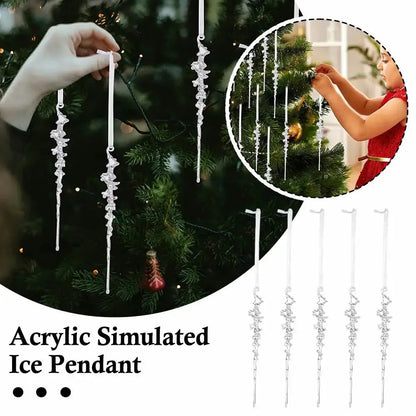 5Pcs Simulated Acrylic Icicle Ornaments Realistic Frosted Ice Shape Xmas Tree Winter Party Hanging Decor DIY Craft Pendant EnjoyingLeb Online