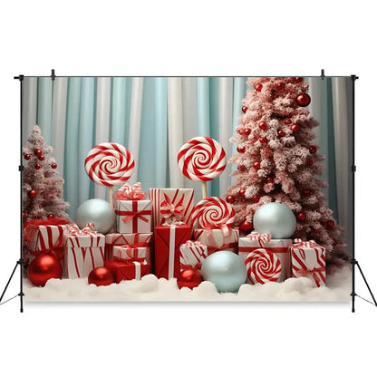 Christmas Red Candy Background For Photography Baby Xmas Tree Newborn Photo Backdrop Winter Girl Kid Birthday Party Decor Studio EnjoyingLeb Online