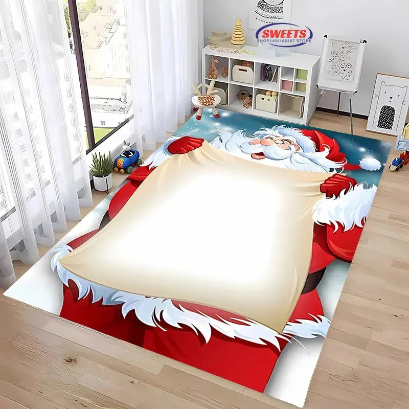 Christmas and Funny Santa Claus Cartoon Carpet, Living Room Bedroom Home Doormat Rug Kitchen Kids Bedroom Mat Christmas Presents EnjoyingLeb Online
