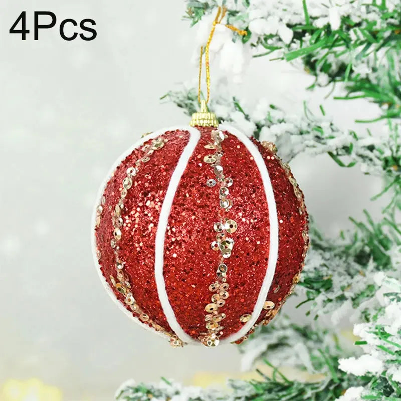 8cm White Christmas Ball Christmas Tree Ornament Xmas Decorations for Home 2023 New Year Tree Decorative Foam Balls 3Pcs/Box EnjoyingLeb Online