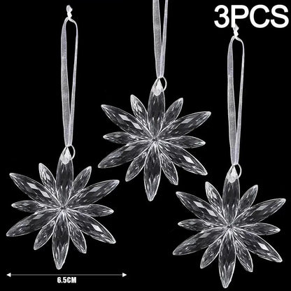 Crystal Clear Snowflake Hanging Ornaments Christmas Tree Pendants Icicle Decorations for DIY Xmas Wedding Party Ornament EnjoyingLeb Online