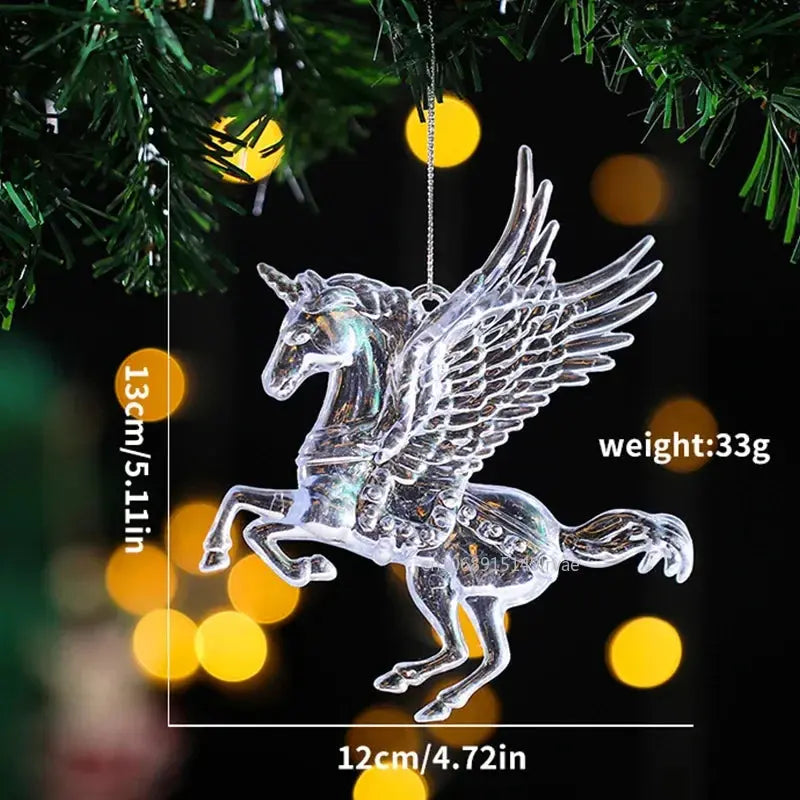 2PCS/Set Christmas Decor Crystal Acrylic Ornaments Deer Angel Xmas Tree Unicorn Hanging Pendants Navidad 2025 New Year Gift EnjoyingLeb Online