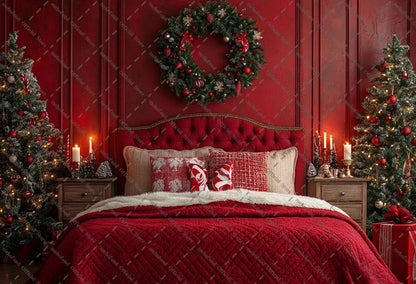 Mehofond Photography Background Christmas Red Panel Wall Headboard Xmas Tree Kids Family Portrait Decor Backdrop Photo Studio EnjoyingLeb Online