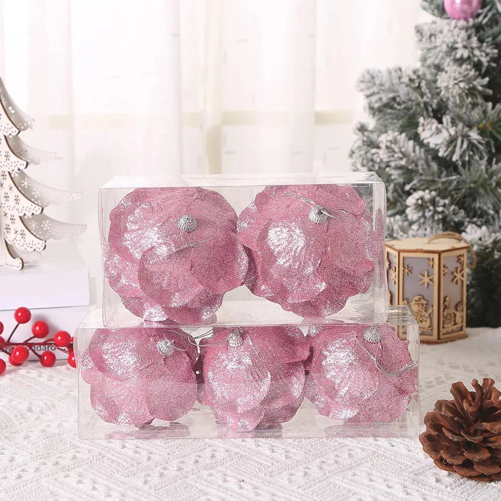 8/10CM Christmas Tree Hanging Glitter Balls Petal Shape Pine Cones Ball Pendant for Home Navidad Party Decorations New Year 2023 EnjoyingLeb Online