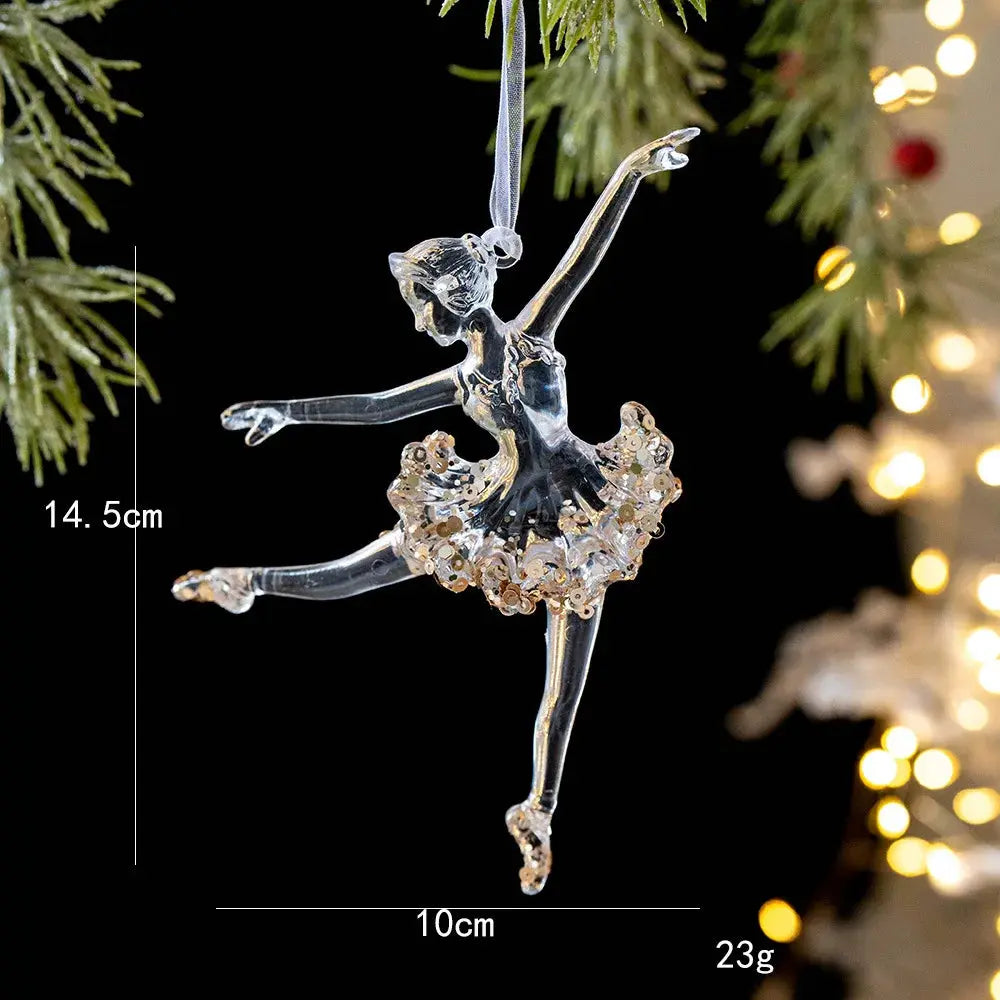 2pcs Xmas Tree Transparent Snowflake Hanging Ornaments Acrylic Pendant 2025 Christmas Decoration for HomeGifts New Year 2025 EnjoyingLeb Online