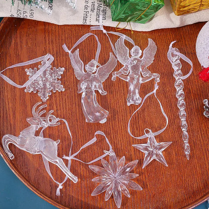 Crystal Clear Snowflake Pendants Transparent Christmas Tree Hanging Ornaments Icicle Holiday Winter Party Decorations Wholesale EnjoyingLeb Online