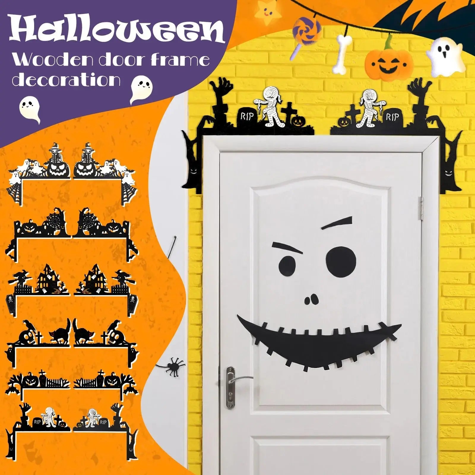 Halloween Creative Interesting Door Atmosphere Decoration, A Beautiful Scenery At Your Door Halloween Party Welcome Decor, Gift EnjoyingLeb Online