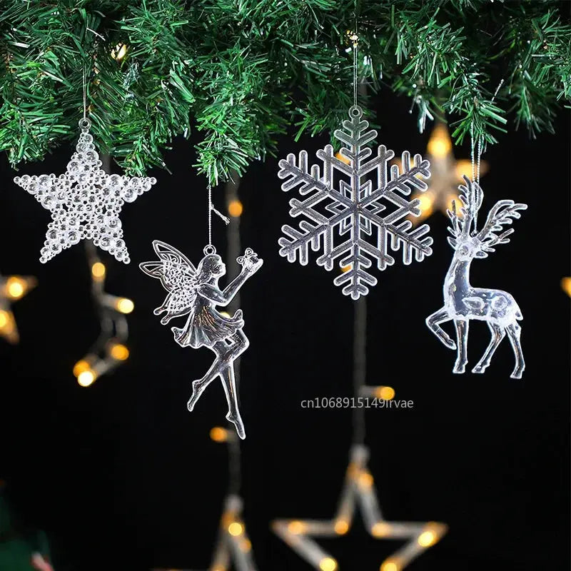 2PCS/Set Christmas Decor Crystal Acrylic Ornaments Deer Angel Xmas Tree Unicorn Hanging Pendants Navidad 2025 New Year Gift EnjoyingLeb Online