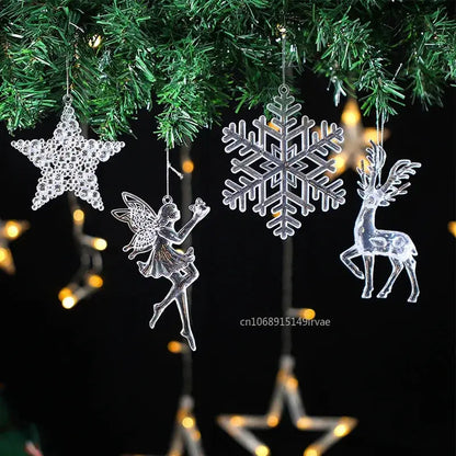 2PCS/Set Christmas Decor Crystal Acrylic Ornaments Deer Angel Xmas Tree Unicorn Hanging Pendants Navidad 2025 New Year Gift EnjoyingLeb Online