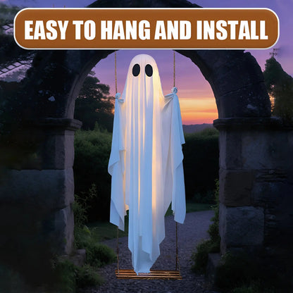 Halloween Hanging Outdoor Halloween Decorations W/ String Lights Ghosts Decorations Scary Ghost Decor for Porch Yard Trees EnjoyingLeb Online