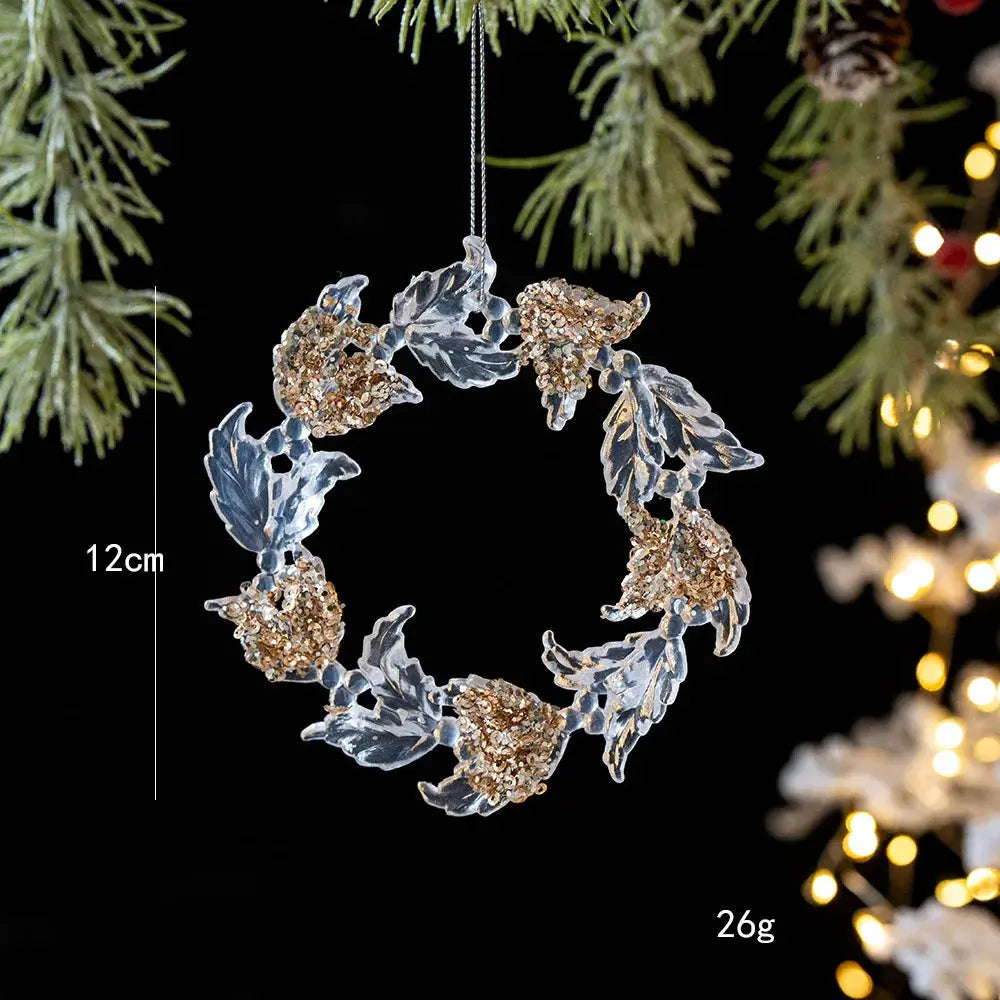 2pcs Xmas Tree Transparent Snowflake Hanging Ornaments Acrylic Pendant 2025 Christmas Decoration for HomeGifts New Year 2025 EnjoyingLeb Online