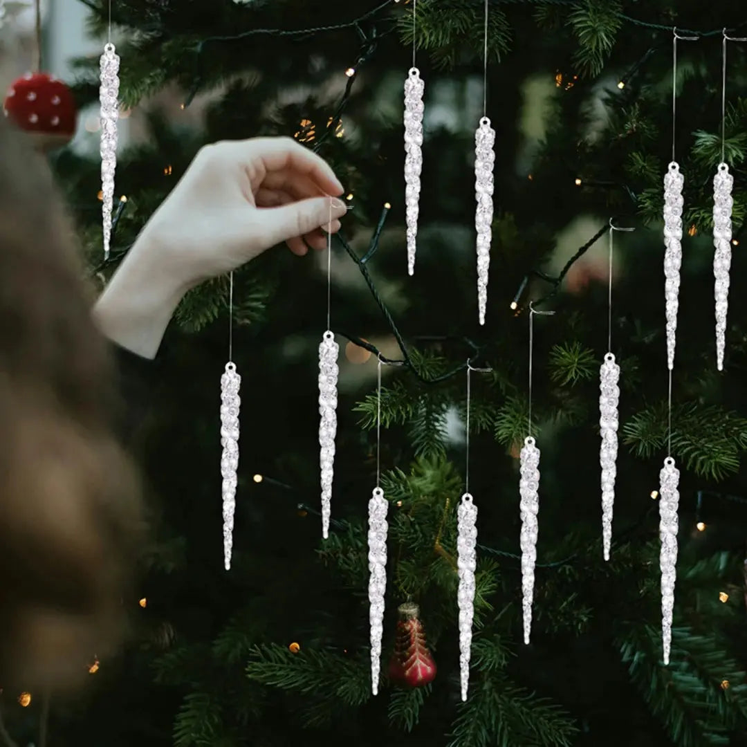 13cm Simulation Ice Xmas Tree Hanging Clear Fake Icicle Pendant Ornament Merry Christmas Party Decoration New Year Navidad 2026 EnjoyingLeb Online