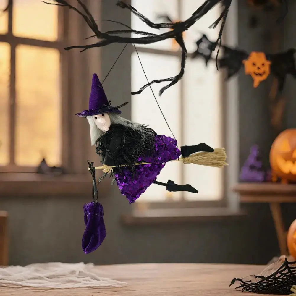 Halloween Witch Decor Spooky Halloween Hanging Witch Decor Set for Garden Yard Haunted House Flying Witch Doll for Halloween EnjoyingLeb Online