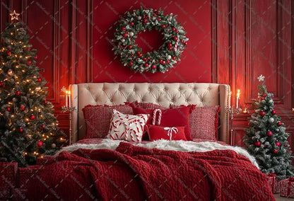 Mehofond Photography Background Christmas Red Panel Wall Headboard Xmas Tree Kids Family Portrait Decor Backdrop Photo Studio EnjoyingLeb Online