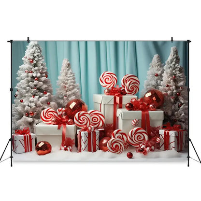 Christmas Red Candy Background For Photography Baby Xmas Tree Newborn Photo Backdrop Winter Girl Kid Birthday Party Decor Studio EnjoyingLeb Online