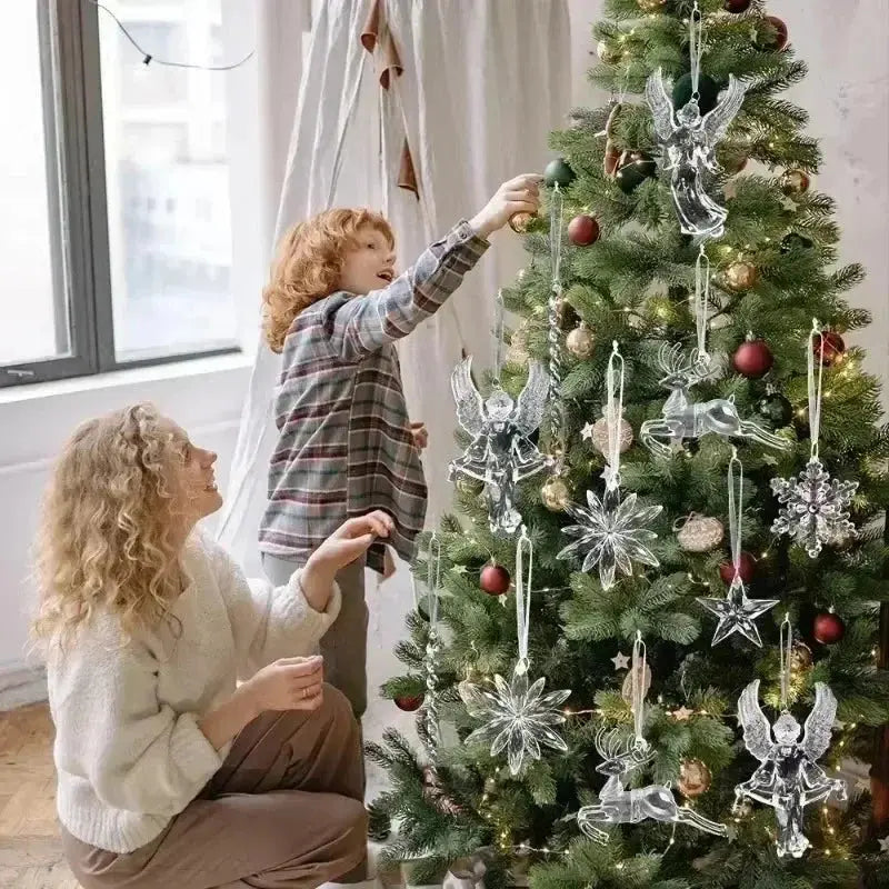 Crystal Clear Snowflake Hanging Ornaments Christmas Tree Pendants Icicle Decorations for DIY Xmas Wedding Party Ornament EnjoyingLeb Online