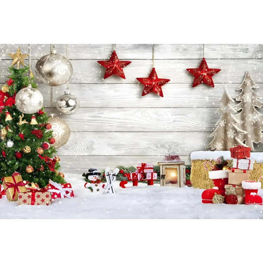 Christmas Tree Backdrop Xmas Fireplace Window Santa Claus Gifts Brick Wall Winter Adult Family Party Baby Photography Background EnjoyingLeb Online