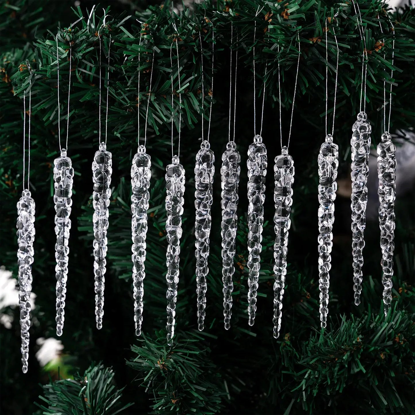 13cm Simulation Ice Xmas Tree Hanging Clear Fake Icicle Pendant Ornament Merry Christmas Party Decoration New Year Navidad 2026 EnjoyingLeb Online