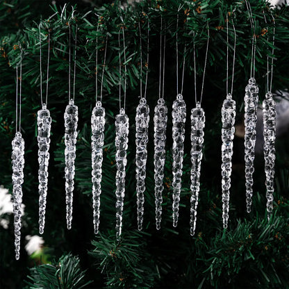 13cm Simulation Ice Xmas Tree Hanging Clear Fake Icicle Pendant Ornament Merry Christmas Party Decoration New Year Navidad 2026 EnjoyingLeb Online