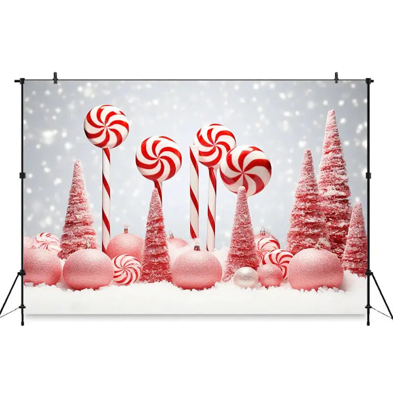 Christmas Red Candy Background For Photography Baby Xmas Tree Newborn Photo Backdrop Winter Girl Kid Birthday Party Decor Studio EnjoyingLeb Online