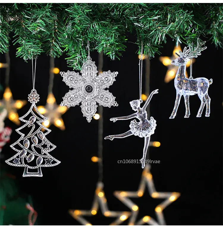 2PCS/Set Christmas Decor Crystal Acrylic Ornaments Deer Angel Xmas Tree Unicorn Hanging Pendants Navidad 2025 New Year Gift EnjoyingLeb Online