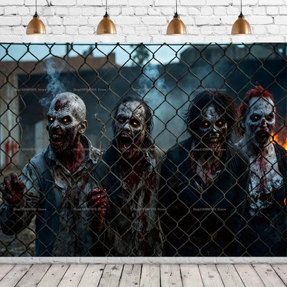 Halloween Party Decorations Backdrop Horror Zombie Mist Blood Handprint Photography Background Home Wall Decor Banner Props EnjoyingLeb Online