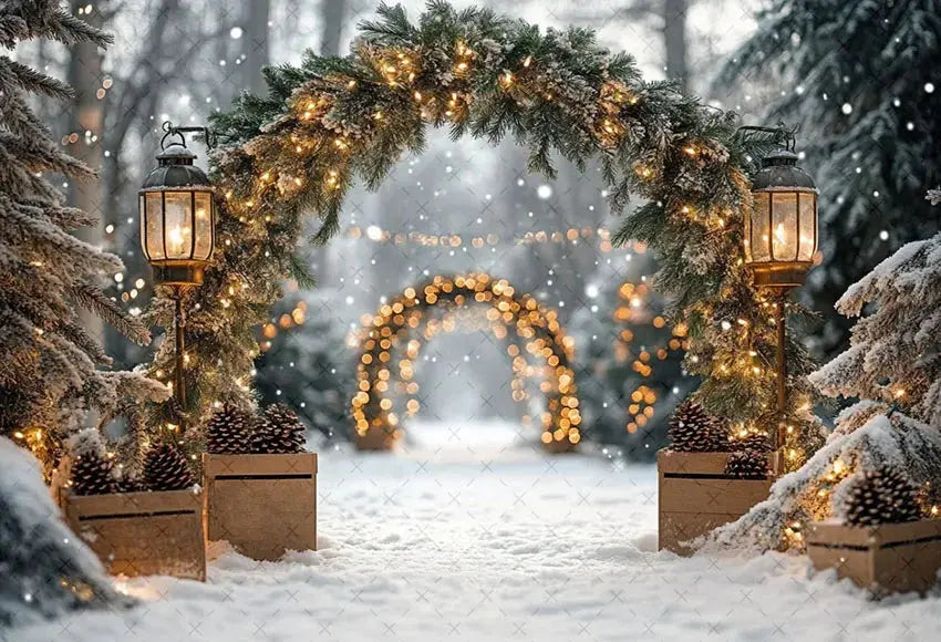 Mehofond Photography Background Winter Christmas Forest Glitter Arch Door Xmas Kids Family Portrait Decor Backdrop Photo Studio EnjoyingLeb Online