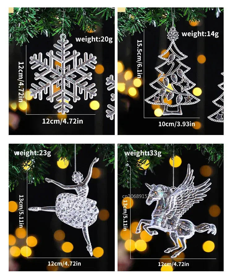 2PCS/Set Christmas Decor Crystal Acrylic Ornaments Deer Angel Xmas Tree Unicorn Hanging Pendants Navidad 2025 New Year Gift EnjoyingLeb Online
