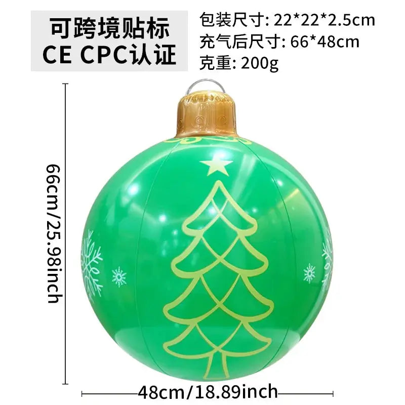 60cm Giant Luminous Inflatable Christmas Ball With No Lights Pvc Outdoor Xmas Decoration Ball Holiday Yard Lawn Porch Decor 2025 EnjoyingLeb Online
