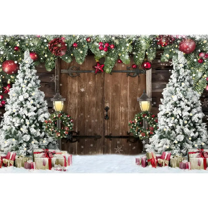 Christmas Tree Backdrop Xmas Fireplace Window Santa Claus Gifts Brick Wall Winter Adult Family Party Baby Photography Background EnjoyingLeb Online
