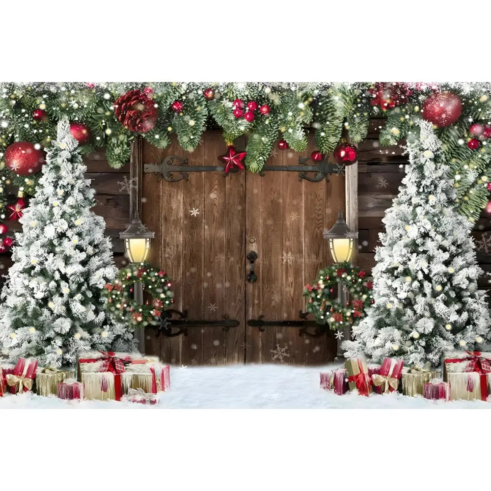 Christmas Tree Backdrop Xmas Fireplace Window Santa Claus Gifts Brick Wall Winter Adult Family Party Baby Photography Background EnjoyingLeb Online