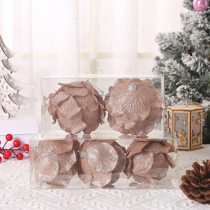 8/10CM Christmas Tree Hanging Glitter Balls Petal Shape Pine Cones Ball Pendant for Home Navidad Party Decorations New Year 2023 EnjoyingLeb Online