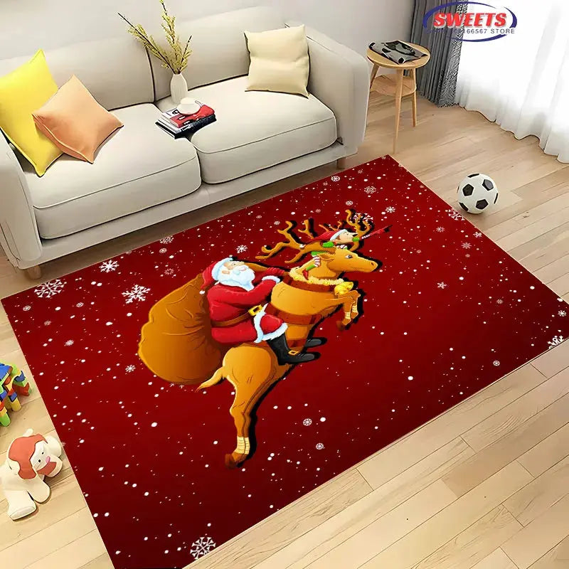 Christmas and Funny Santa Claus Cartoon Carpet, Living Room Bedroom Home Doormat Rug Kitchen Kids Bedroom Mat Christmas Presents EnjoyingLeb Online
