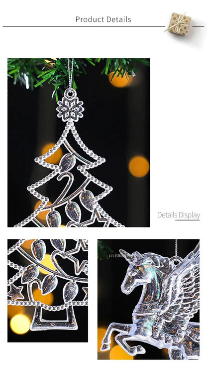 2PCS/Set Christmas Decor Crystal Acrylic Ornaments Deer Angel Xmas Tree Unicorn Hanging Pendants Navidad 2025 New Year Gift EnjoyingLeb Online