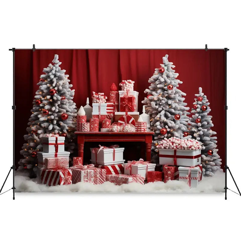 Christmas Red Candy Background For Photography Baby Xmas Tree Newborn Photo Backdrop Winter Girl Kid Birthday Party Decor Studio EnjoyingLeb Online