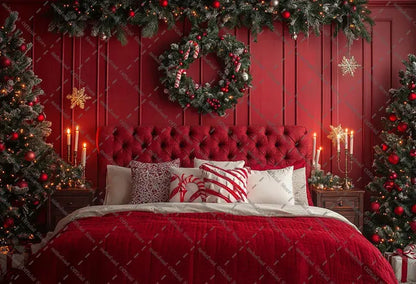 Mehofond Photography Background Christmas Red Panel Wall Headboard Xmas Tree Kids Family Portrait Decor Backdrop Photo Studio EnjoyingLeb Online