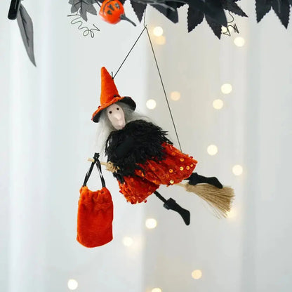 Halloween Witch Decor Spooky Halloween Hanging Witch Decor Set for Garden Yard Haunted House Flying Witch Doll for Halloween EnjoyingLeb Online
