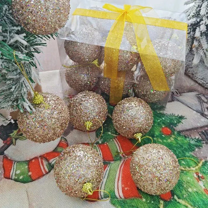 6cm Champagne Gold Glitter Christmas Balls DIY Xmas Tree Hanging Sparkling Ball Pendants for New Year Party Decor Ornaments EnjoyingLeb Online